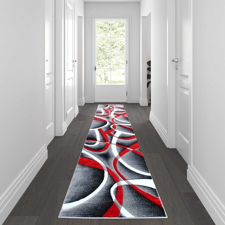 Flash Furniture Red 3' x 10' Modern Plush Abstract Area Rug KP-RG951-310-RD-GG